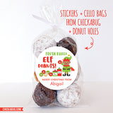 Elf Donuts Christmas Labels - African-American Elf