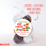 Elf Donuts Christmas Labels