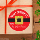 Santa's Belt Buckle Christmas Stickers