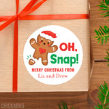 "Oh Snap!" Gingerbread Man Christmas Labels