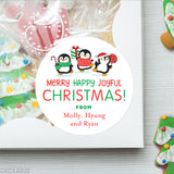 Merry Happy Joyful Christmas Penguin Stickers