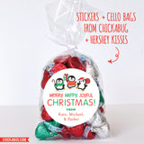 Merry Happy Joyful Christmas Penguin Stickers