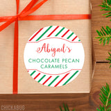 Festive Stripe Christmas Food & Baking Gift Labels