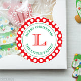 Red Polka Dot Monogrammed Christmas Stickers