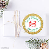 Gold Monogrammed Christmas Stickers