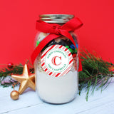 Candy Cane Pattern Monogrammed Christmas Stickers