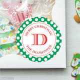 Green Polka Dot Monogrammed Christmas Stickers