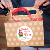 "Baked With Love" Snowman Cupcake Christmas Gift Labels