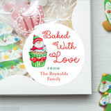 "Baked With Love" Snowman Cupcake Christmas Gift Labels