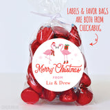 Pink Flamingo Christmas Gift Labels
