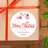 Pink Flamingo Christmas Gift Labels