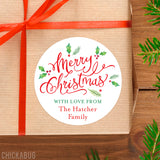 Calligraphy and Holly Christmas Gift Labels