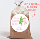 Pink Snowman & Tree Christmas Gift Labels