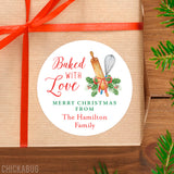 "Baked With Love" Rolling Pin & Whisk Christmas Stickers