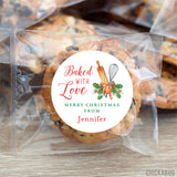 "Baked With Love" Rolling Pin & Whisk Christmas Stickers