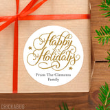 Gold Happy Holidays Gift Labels