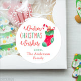 Warm Christmas Wishes Stocking Gift Labels