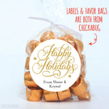 Gold Happy Holidays Gift Labels