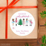 Pink Nutcracker Christmas Labels - African-American Characters