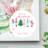 Pink Nutcracker Christmas Labels