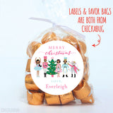 Pink Nutcracker Christmas Gift Labels - African-American Characters