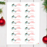 Blue Vintage Truck Christmas Gift Labels