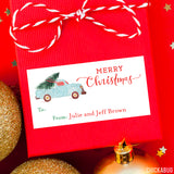 Blue Vintage Truck Christmas Gift Labels