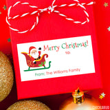 Santa in His Sleigh Christmas Gift Labels
