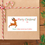 Santa's Sleigh and Rudolph Christmas Gift Labels