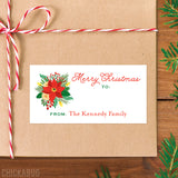 Poinsettia Floral Christmas Gift Labels