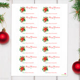 Poinsettia Floral Christmas Gift Labels