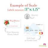 Poinsettia Floral Christmas Gift Labels