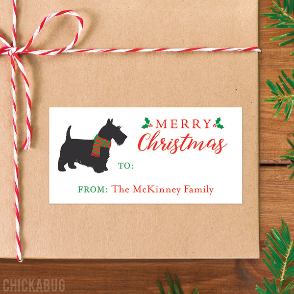 Scottie Dog Merry Christmas Gift Labels