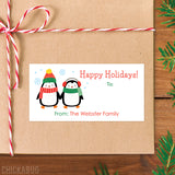 Chilly Penguins "Happy Holidays" Gift Labels