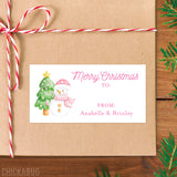 Pink Snowman Christmas Gift Labels