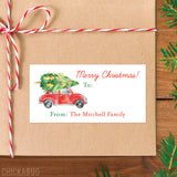 Vintage Car and Tree Christmas Gift Labels