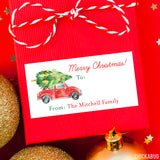 Vintage Car and Tree Christmas Gift Labels