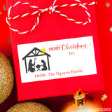 Nativity Scene Silhouette Christmas Gift Labels