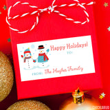 Snowman Couple "Happy Holidays" Gift Labels