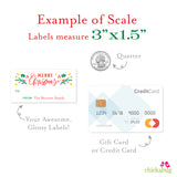 Holly and Stars "Merry Christmas" Gift Labels