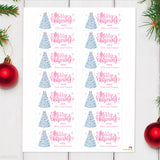 Pink Tree Christmas Gift Labels