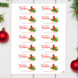 Christmas Cardinal Gift Labels
