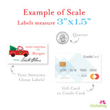 To Child From Santa Christmas Gift Labels - Santa in a Red Truck