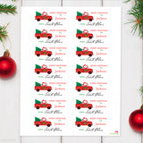 To Child From Santa Christmas Gift Labels - Santa in a Red Truck