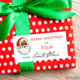 To Child From Santa Christmas Gift Labels - African-American Old Fashioned Santa