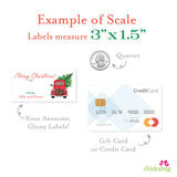 Vintage Red Truck and Tree Christmas Gift Labels