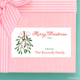 Pink and Red Mistletoe Christmas Gift Labels
