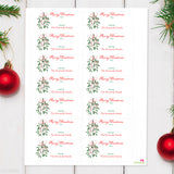 Pink and Red Mistletoe Christmas Gift Labels