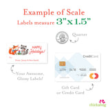 Fox and Raccoon Happy Holidays Gift Labels