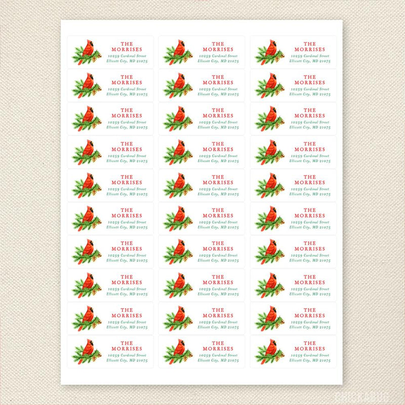 Christmas Cardinal Address Labels